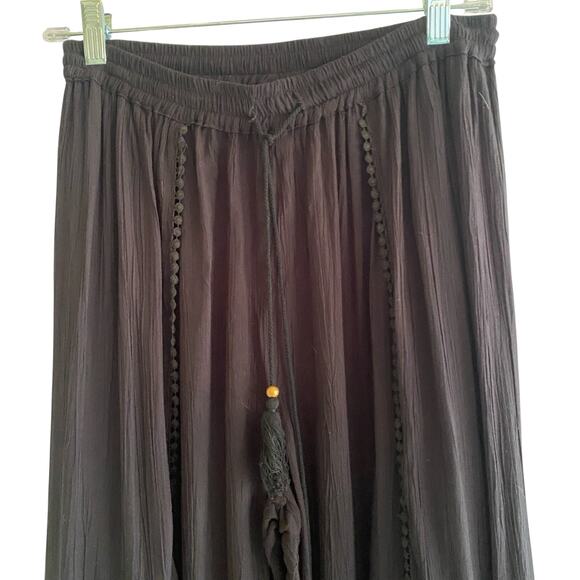 Angie Gauzy Black Pants Tassel Pull-On WhimsiGoth Forest Fairy Grunge Boho M L - Picture 4 of 12